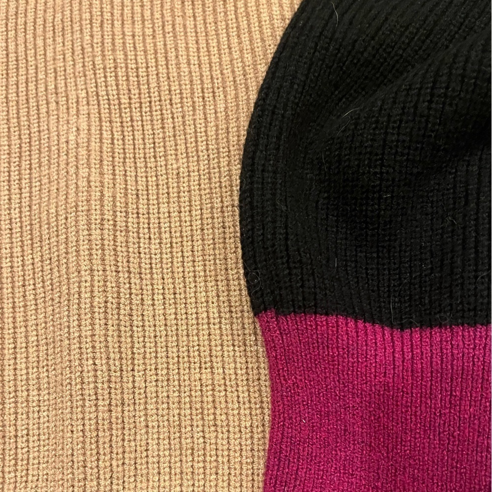 Express Oversized Color Block Sweater Medium Tan Pink Raspberry Black - Picture 13 of 13